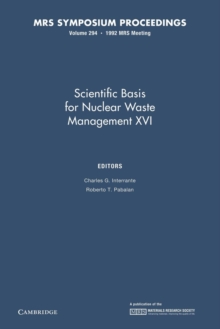 Image for Scientific Basis for Nuclear Waste Management XVI: Volume 294