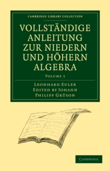 Image for Vollstandige Anleitung zur Niedern und Hoehern Algebra 3 Volume Paperback Set