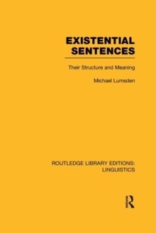 Image for Existential Sentences (RLE Linguistics B: Grammar)