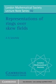 Image for Representations of Rings over Skew Fields