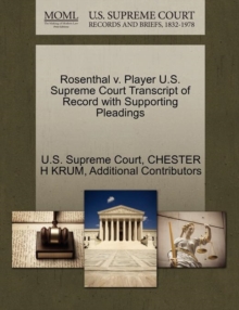 Image for Rosenthal V. Player U.S. Supreme Court Transcript of Record with Supporting Pleadings