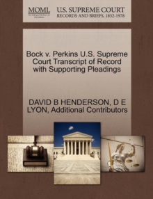 Image for Bock V. Perkins U.S. Supreme Court Transcript of Record with Supporting Pleadings