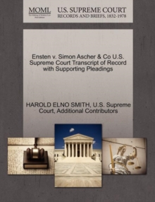 Image for Ensten V. Simon Ascher & Co U.S. Supreme Court Transcript of Record with Supporting Pleadings