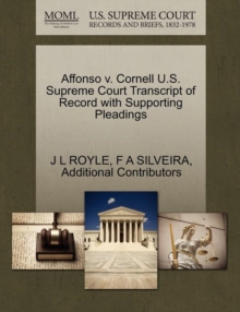 Image for Affonso V. Cornell U.S. Supreme Court Transcript of Record with Supporting Pleadings