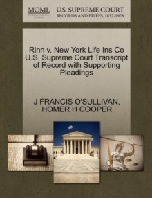 Image for Rinn V. New York Life Ins Co U.S. Supreme Court Transcript of Record with Supporting Pleadings