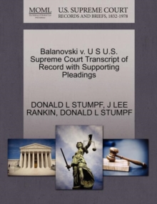 Image for Balanovski V. U S U.S. Supreme Court Transcript of Record with Supporting Pleadings
