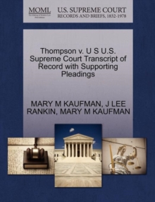 Image for Thompson V. U S U.S. Supreme Court Transcript of Record with Supporting Pleadings