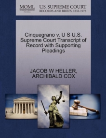 Image for Cinquegrano V. U S U.S. Supreme Court Transcript of Record with Supporting Pleadings