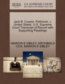 Image for Jack B. Cooper, Petitioner, V. United States. U.S. Supreme Court Transcript of Record with Supporting Pleadings