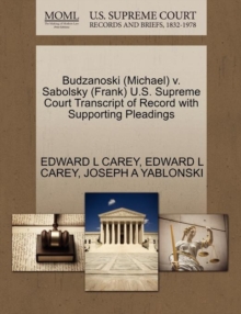 Image for Budzanoski (Michael) V. Sabolsky (Frank) U.S. Supreme Court Transcript of Record with Supporting Pleadings