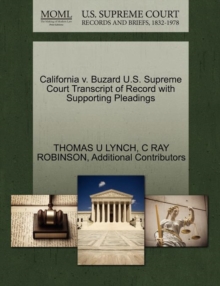 Image for California V. Buzard U.S. Supreme Court Transcript of Record with Supporting Pleadings