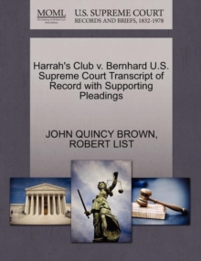 Image for Harrah's Club V. Bernhard U.S. Supreme Court Transcript of Record with Supporting Pleadings