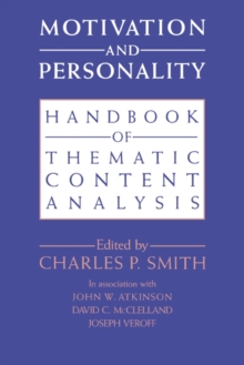 Image for Motivation and personality: handbook of thematic content analysis