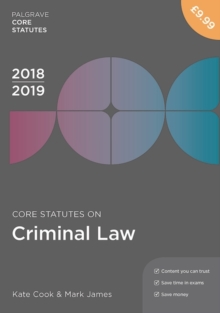 Image for Core Statutes on Criminal Law 2018-19