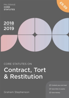 Image for Core statutes on contract, tort & restitution 2018-19