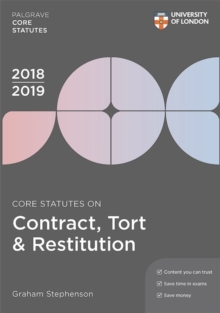 Image for Core Statutes on Contract, Tort & Restitution 2018-19