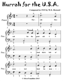Image for Hurrah for the U S A - Easiest Piano Sheet Music for Beginner Pianists