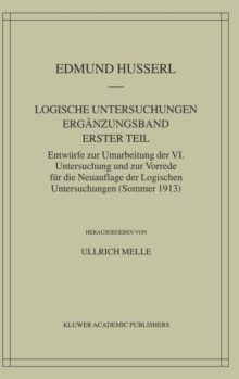 Image for Logische Untersuchungen Erganzungsband Erster Teil
