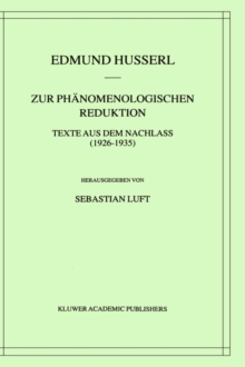 Image for Zur Phanomenologischen Reduktion