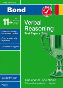 Image for Bond 11+ test papers  : verbal reasoningPack 2,: Standard version