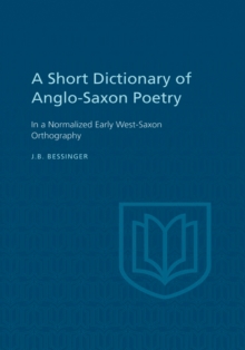 Image for Short Dictionary of Anglo-Saxon Poetry