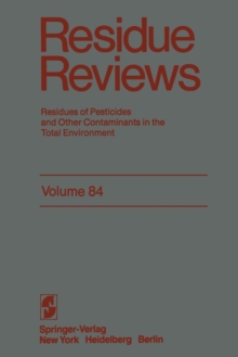 Image for Residue Reviews : Residues of Pesticides and Other Contaminants in the Total Environment