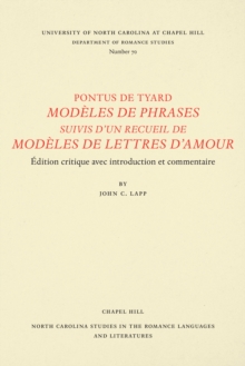 Image for Pontus de Tyard, Modeles de phrases suivis d'un recueil de modeles de lettres d'amour: Edition critique avec introduction et commentaire