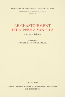 Image for Le Chastoiement d'un pere a son fils: A Critical Edition