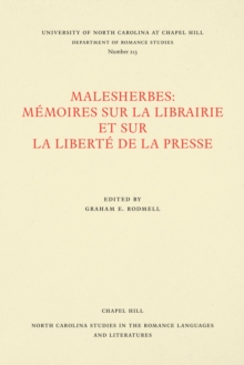 Image for Malesherbes: Memoires sur la librairie et sur la liberte de la presse