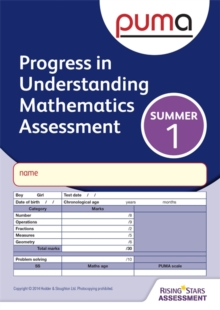 Image for PUMA Test 1, Summer Pk10 (Progress in Understanding Mathematics Assessment)