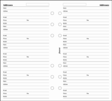 FILOFAX PERSONAL NAME ADDRESS NUMBERS RE