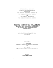 Image for Metal-Ammonia Solutions: Proceedings of an International Conference on the Nature of Metal-Ammonia Solutions: Colloque Weyl II