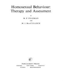 Image for Homosexual Behaviour: Therapy and Assessment
