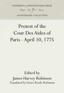 Image for Protest of the Cour Des Aides of Paris--April 10, 1775