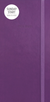 Sunday Start Purple Soft Touch Slim Diary 2024