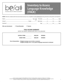 Image for Bilingual English-Spanish Assessment™ (BESA™): Inventory to Assess Language Knowledge (ITLAK)