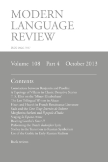 Image for Modern Language Review (108 : 4) October 2013