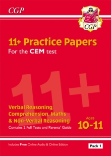 Image for 11+ CEM Practice Papers: Ages 10-11 - Pack 1 (with Parents' Guide & Online Edition)