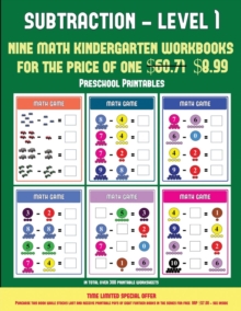 Image for Pre K Printable Worksheets (Kindergarten Subtraction/taking away Level 1) : 30 full color preschool/kindergarten subtraction worksheets that can assist with understanding of math (includes 8 additiona
