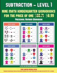 Image for Preschool Number Workbook (Kindergarten Subtraction/taking away Level 1) : 30 full color preschool/kindergarten subtraction worksheets that can assist with understanding of math (includes 8 additional