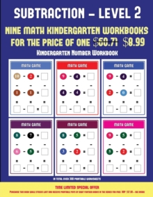 Image for Kindergarten Number Workbook (Kindergarten Subtraction/taking away Level 2) : 30 full color preschool/kindergarten subtraction worksheets (includes 8 printable kindergarten PDF books worth $60.71)