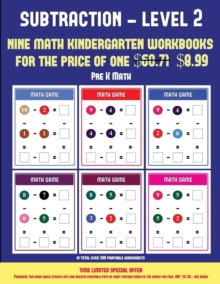 Image for Pre K Math (Kindergarten Subtraction/taking away Level 2) : 30 full color preschool/kindergarten subtraction worksheets (includes 8 printable kindergarten PDF books worth $60.71)
