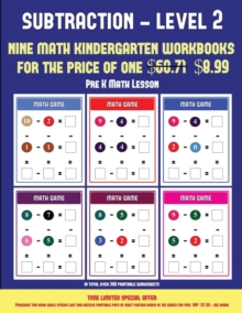Image for Pre K Math Lesson (Kindergarten Subtraction/taking away Level 2) : 30 full color preschool/kindergarten subtraction worksheets (includes 8 printable kindergarten PDF books worth $60.71)