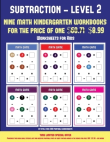 Image for Worksheets for Kids (Kindergarten Subtraction/taking away Level 2) : 30 full color preschool/kindergarten subtraction worksheets (includes 8 printable kindergarten PDF books worth $60.71)