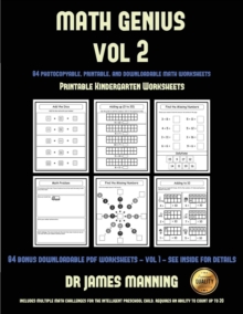 Image for Printable Kindergarten Worksheets (Math Genius Vol 2) : This book is designed for preschool teachers to challenge more able preschool students: Fully copyable, printable, and downloadable