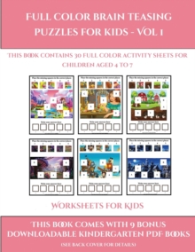 Image for Worksheets for Kids (Full color brain teasing puzzles for kids - Vol 1)