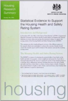Image for Statistical Evidence to Support the Housing Health and Safety Rating