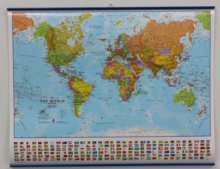Image for World political with flags laminated with hanging strips