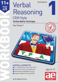 Image for 11+ Verbal Reasoning Year 4/5 CEM Style Workbook 1 : Verbal Ability Technique