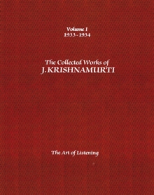Image for The Collected Works of J.Krishnamurti  - Volume I 1933-1934